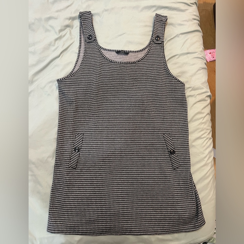 Dogtooth pinafore mini dress